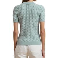 Cable-Knit Cotton Polo Sweater