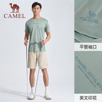 骆驼运动速干T恤男士2025夏季透气弹力运动短袖防晒上衣 L