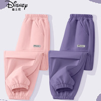 迪士尼女童工装裤2025夏季中大童宽松休闲裤儿童洋气运动休闲裤子 迪H方形魔术贴K雾粉+迪H凝夜紫 160
