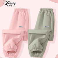 迪士尼女童工装裤2025夏季中大童宽松休闲裤儿童洋气运动休闲裤子 迪H方形魔术贴K雾粉+葱绿 160