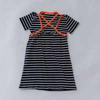 D petitmain 100 棉质儿童T恤与吊带连衣裙套装_241202 黒