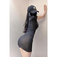 VDVFL高个子女生气质穿搭杨柳婵走路不透 弯腰会透 黑色小心机秋季连衣 长款连衣裙 XL