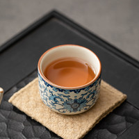 青花汝窑茶杯主人杯个人单杯开片可养陶瓷品茗杯子茶盏家用 汝窑蓝山--直口杯【6个装】