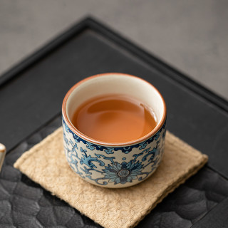 青花汝窑茶杯主人杯个人单杯开片可养陶瓷品茗杯子茶盏家用 汝窑蓝山--直口杯【6个装】