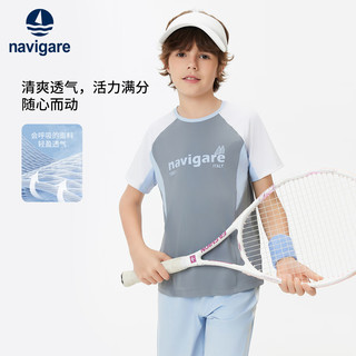 NAVIGARE意大利小帆船男童短袖t恤吸湿速干防晒半袖中大童运动圆领短袖