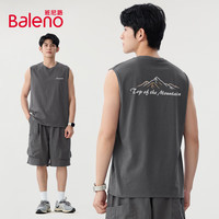 班尼路(Baleno)美式休闲背心男款夏季纯棉无袖t恤男2025男士运动坎肩基础款 中灰#JPB白色线条山 5XL