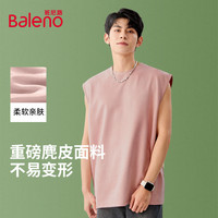 班尼路(Baleno)纯色麂皮绒重磅背心男款夏季美式休闲运动坎肩青少年无袖上衣男款