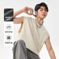 班尼路(Baleno)纯色麂皮绒重磅背心男款夏季美式休闲运动坎肩青少年无袖上衣男款 浅绿#纯色 XL