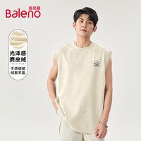 班尼路(Baleno)麂皮绒背心男款夏季青少年潮流美式款无袖T恤上衣男女百搭 浅米#JPB海浪灰环 3XL