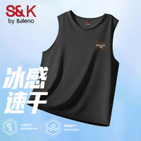 班尼路(Baleno)S&K系列美式冰丝速干背心男夏季薄款网眼透气坎肩运动无袖t恤男 灰#JPB棕72X XL