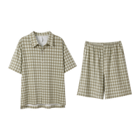 安之伴睡衣男夏季薄款清爽透气可外穿短袖短裤开衫家居服套装 -男