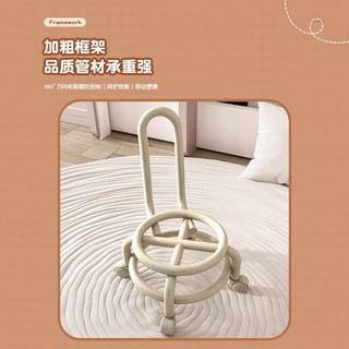坤奉万向轮小凳子滑轮换鞋矮凳家用客厅卧室可移动擦地带娃儿童靠背椅 无靠背塑料架-米白色【福利款】