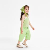 凉爽透气条纹吊带两件套儿童童装女童套装短袖2024夏小童宝宝