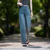 【窄版阔腿裤女】高腰轻薄透气直筒拖地牛仔裤女2024夏薄款