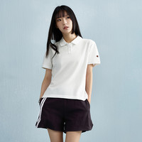 Champion冠军短袖polo衫女2025夏季运动翻领t恤美式纯棉上衣 灰蓝色 M