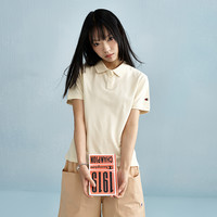 Champion冠军短袖polo衫女2025夏季运动翻领t恤美式纯棉上衣 白色 XL