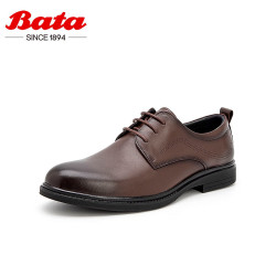 Bata 商务正装鞋男春秋冬牛皮复古德比鞋百搭婚鞋EKA01CM4啡色 39