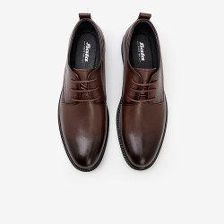 Bata 商务正装鞋男2024秋牛皮德比鞋EKA01CM4 啡色