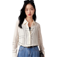 帕罗(PALUOPO)真丝长袖衬衫女 16姆米双绉春夏100%桑蚕丝印花衬衣 新品文艺衣服