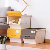 茶花收纳箱前翻盖式斜口储物收纳箱大容量儿童玩具零食积木整理箱 24L 【1只装】