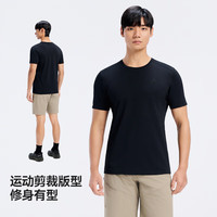 伯希和(Pelliot)户外速干T恤男士透气运动速干衣夏季短袖休闲半袖115215045黑XXL