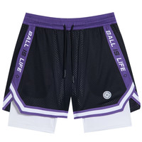 准者针织运动短裤男士2025夏季美式篮球裤训练假两件四分裤子