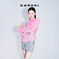 郭碧婷同款 KARKKI/个奇小羊皮云朵饺子包法式单肩手拿斜挎包女包 Summer Song 夏日蓝-M号