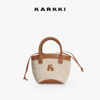 KARKKI/个奇菜篮子小托特包反绒通勤单肩斜挎包手提手拎女包包 樱花粉 Cherry Blossom