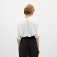 麦檬MM24夏白色飘带领连袖设计衬衫上衣女5F4121701 本白色 M 160/84A/M