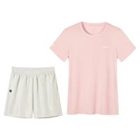 CAMEL骆驼运动套装女 2025夏季宽松快干t恤跑步训练短裤短袖透气两件套