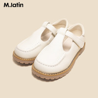 马·拉丁(M.Latin)童装女大童皮鞋春圆头花朵扣点缀皮鞋 黑色 28