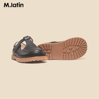 马·拉丁(M.Latin)童装女大童皮鞋春圆头花朵扣点缀皮鞋 米白 32