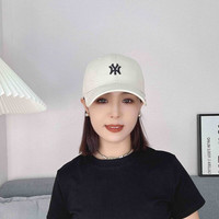 童奈娅帽子男夏季刺绣字母棉质棒球帽女户外出行遮阳防晒鸭舌帽 米色