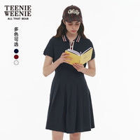 Teenie Weenie小熊女装连衣裙2025年夏季新款活力运动条纹刺绣裙子