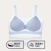 ROVO冰丝内衣女夏季超薄无痕无感胸罩大胸显小透气抗菌舒适背心式文胸 【三件装】冰川蓝+冰川蓝+冰川蓝 L