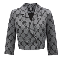 VEROMODA西服外套女2024春夏新款浪漫摇滚风玫瑰五分袖薄垫肩短款西装上衣 S59