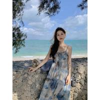 碎花吊带连衣裙 显瘦百搭吊带长裙小个子显高宽松遮肉女夏裙子