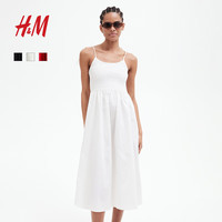 H&M 女装连衣裙2025年夏季时尚纯色肩带系结缩褶连衣裙1275780 红色 S 160/88