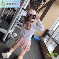 魁熙百搭风裙女羽毛球网球瑜伽跑步速干半身超短裙裙防走光 灰蓝色 S