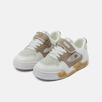 kappakids卡帕春季儿童中大童百搭休闲鞋舒适透气男女童板鞋 米白/卡其 33