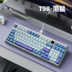 狼途 T98 全键热插拔 Gasket 结构 98键机械键盘 青轴 海盐冰蓝光