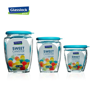 三光云彩 Glasslock玻璃罐带盖杂粮储物收纳茶叶罐糖果罐食品密封罐 350ml绿色