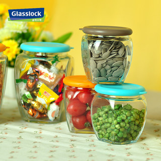 三光云彩 Glasslock玻璃罐带盖杂粮储物收纳茶叶罐糖果罐食品密封罐 350ml绿色