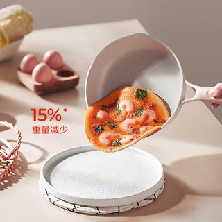 九阳平底锅煎锅不粘锅家用牛排煎锅麦饭石色不粘电磁炉煤气灶 28CM-带盖-CF173 28cm