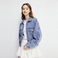 秋水伊人时尚简约牛仔外套2025年春季新款气质通勤金属扣设计外套