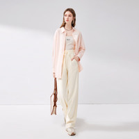 秋水伊人简约休闲通勤翻领衬衫春季女装宽松落肩上衣 粉红 L