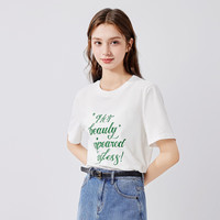 秋水伊人简约百搭白色纯棉T恤2024年夏季女正肩显瘦短袖上衣 本白 S