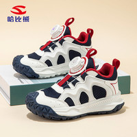 哈比熊童鞋儿童运动鞋男童女童2025春夏网面透气中大童跑步舒适潮 白黑（单网） 28码