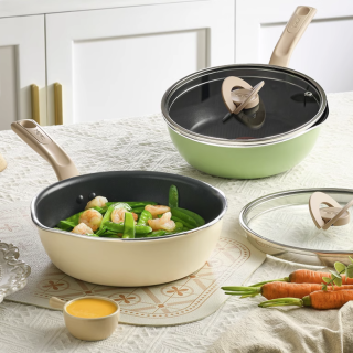 特福 不粘平底有钛 深煎锅 22cm