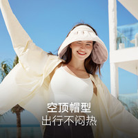 OhSunny防晒帽女春夏遮阳防紫外线户外空顶大帽檐贝壳帽太阳帽子 幻影黑/暮云黑-升级款 均码